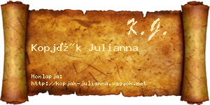 Kopják Julianna névjegykártya